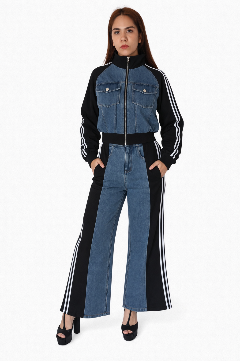 Vestido Denim Duo - Mezclilla/Negro
