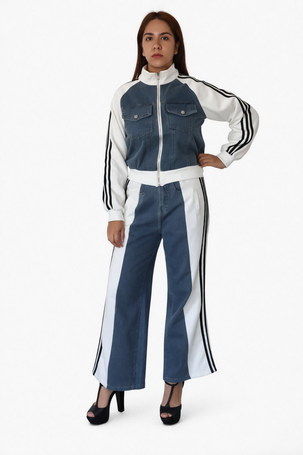 Vestido Denim Duo - Mezclilla/Blanco