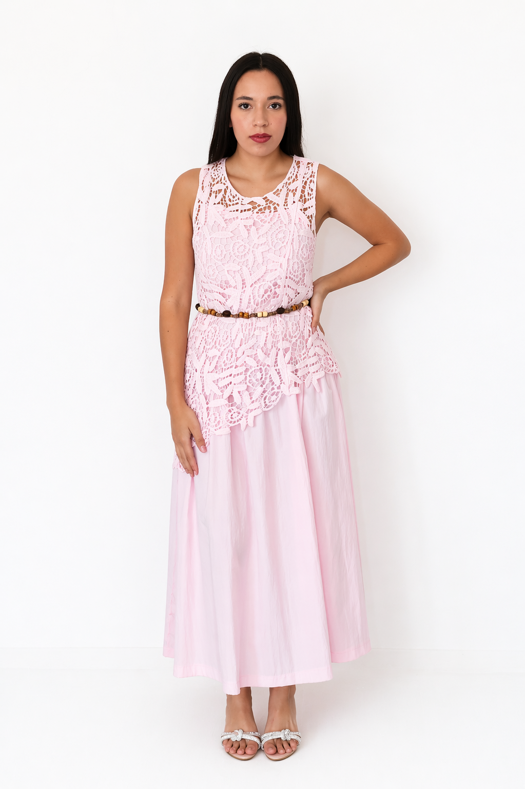 Vestido Rosé Crochet