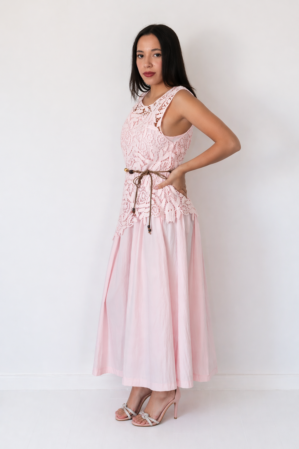 Vestido Rosé Crochet