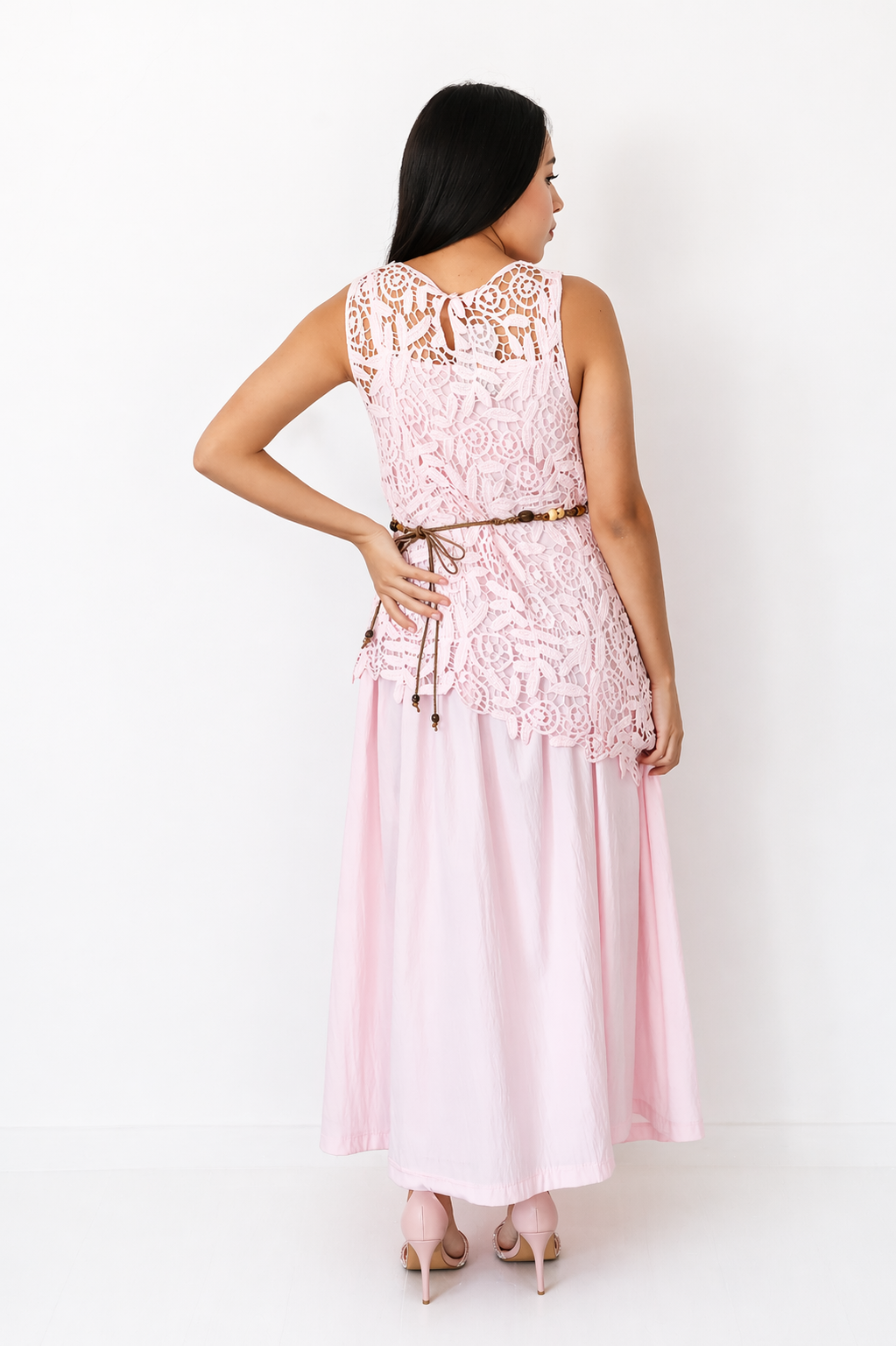 Vestido Rosé Crochet