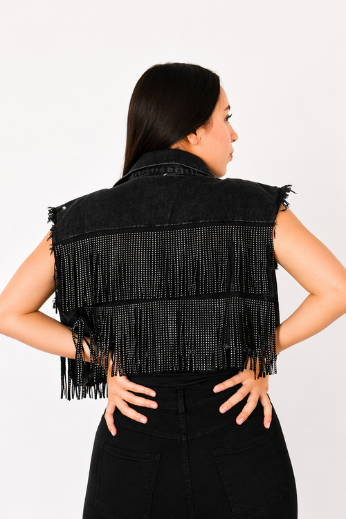 Chaleco Fringe Noir
